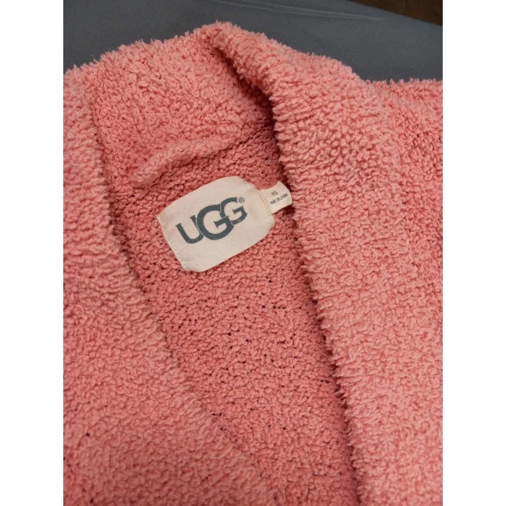 UGG Fleece Robe Womens XS Pink Coral Shawl Collar Plush Bathrobe - Picture 2 of 10